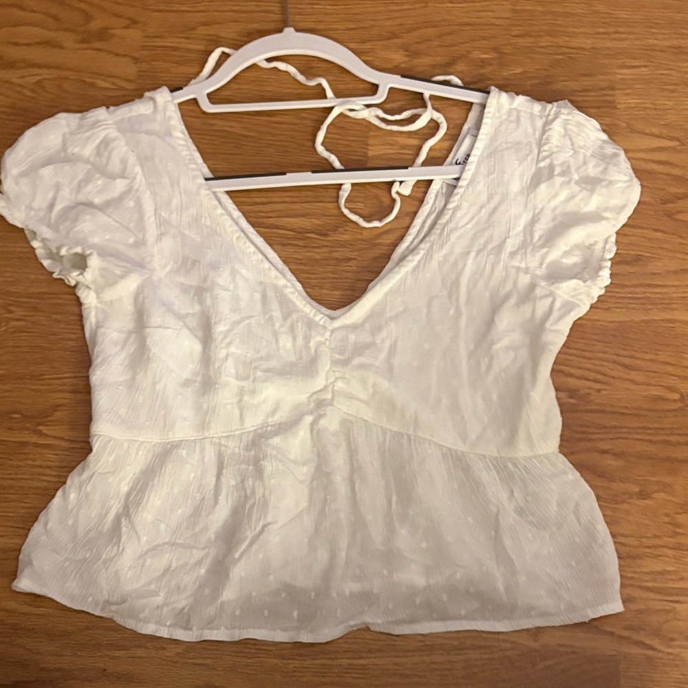 Hollister White Puff Sleeve Blouse